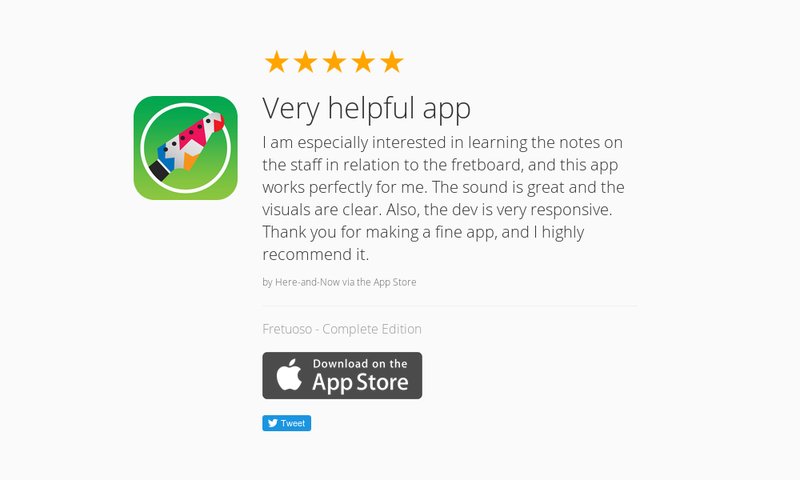 Fretuoso's tweet photo. 5 Star Review: "Very helpful app: I am especially interested in learning the notes on the…" https://t.co/mM4nXACY2W https://t.co/vG59svGKWz