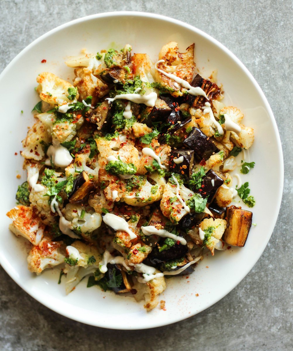hanadykitchen's tweet photo. Recipe of the Day: Roasted Cauliflower and Aubergine with Dukkah and Chili-Cilantro Sauce. Recipe Here: https://t.co/S1X6FSDens #Food #blog https://t.co/4Wa2mdVlw6