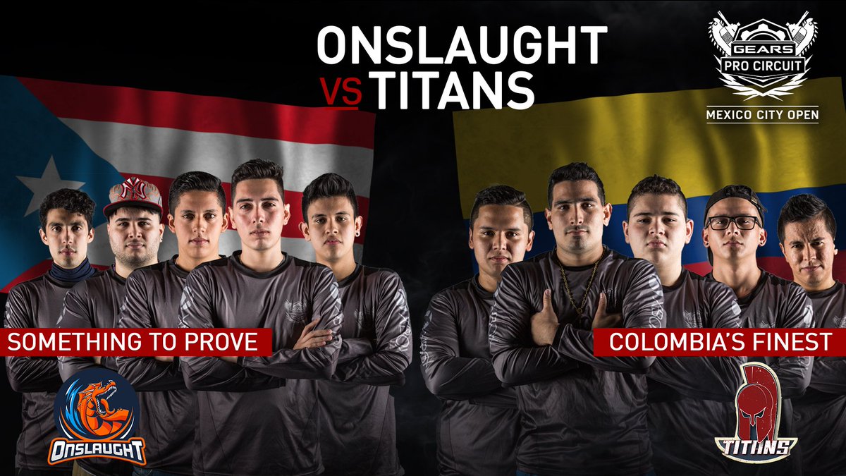 GearsEsports's tweet image. LIVE NOW: @OnslaughtClan takes on Columbian squad Titans in the first #GearsProCircuitMX match of the day. Watch: live.gearsofwar.com!
