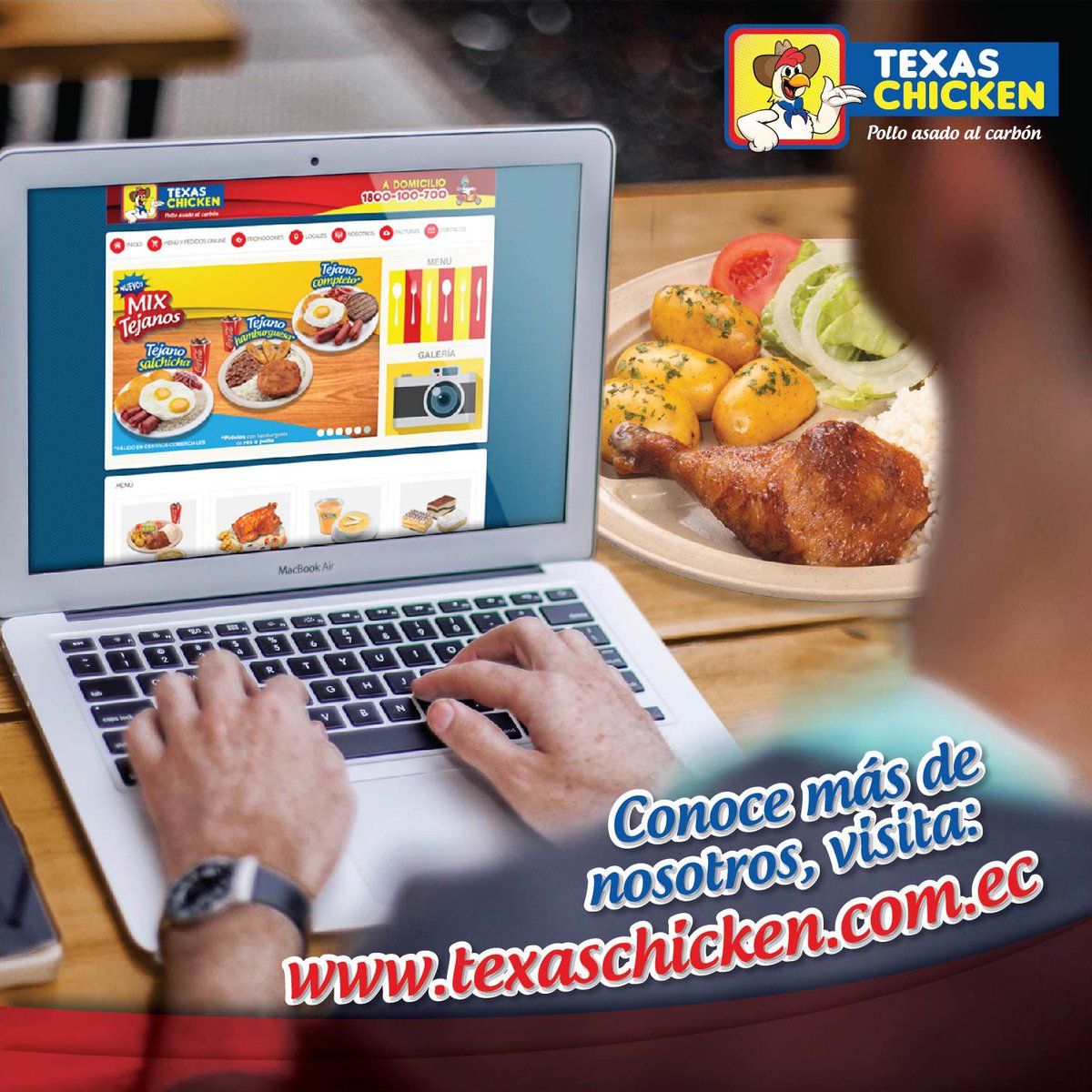 TexaschickenEC's tweet photo. No has visitado aún nuestro web? conéctate con nosotros y conoce mucho más acerca de los productos y servicios de Texas Chicken. https://t.co/AFG5gZKuGi