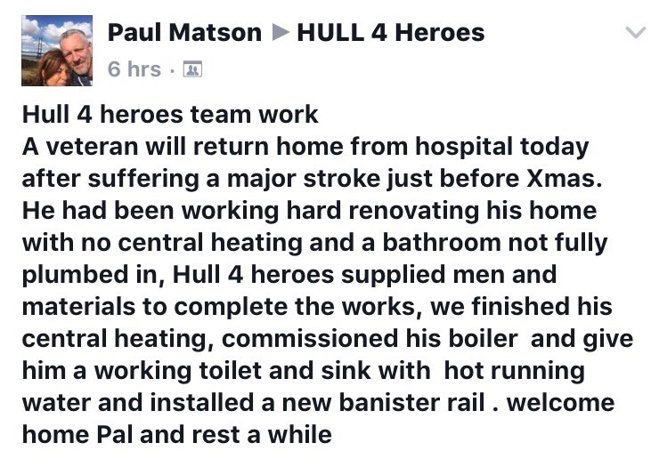 hull4heroes's tweet photo. Team work is what we're good at. We love to help our Veterans as they have done so much for this country. #StrongerTogether #Hull4Heroes https://t.co/uyBjm6YbHq