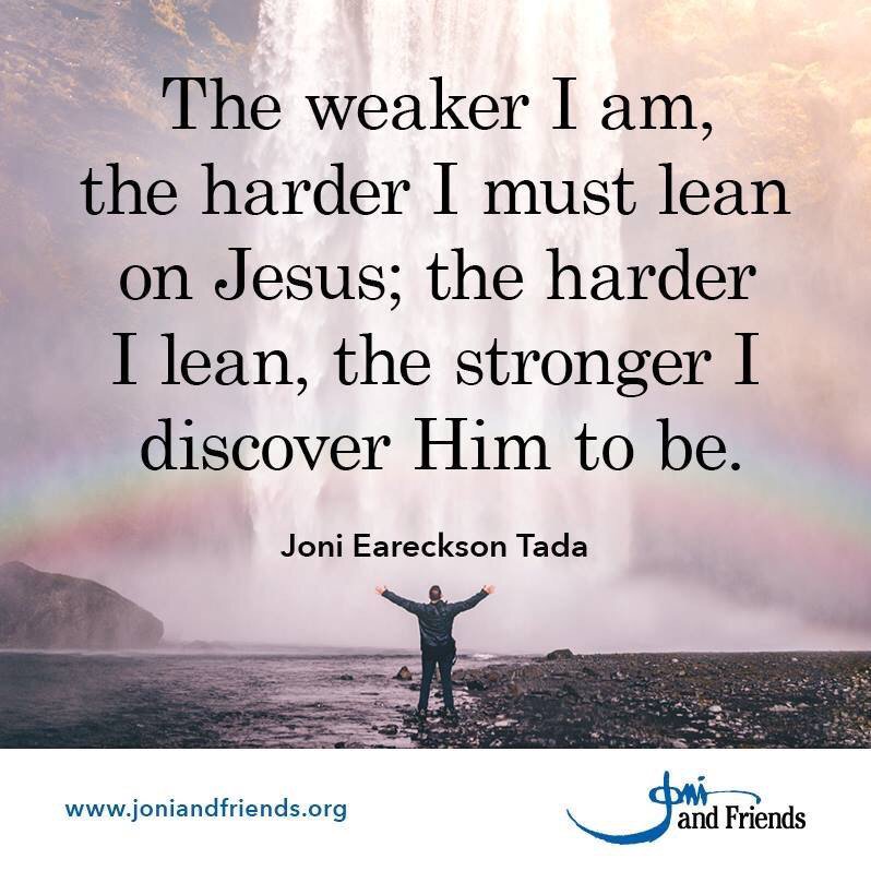 wennyg's tweet photo. The weaker I am, the harder I must lean on JESUS .... https://t.co/ePVkhrgP09