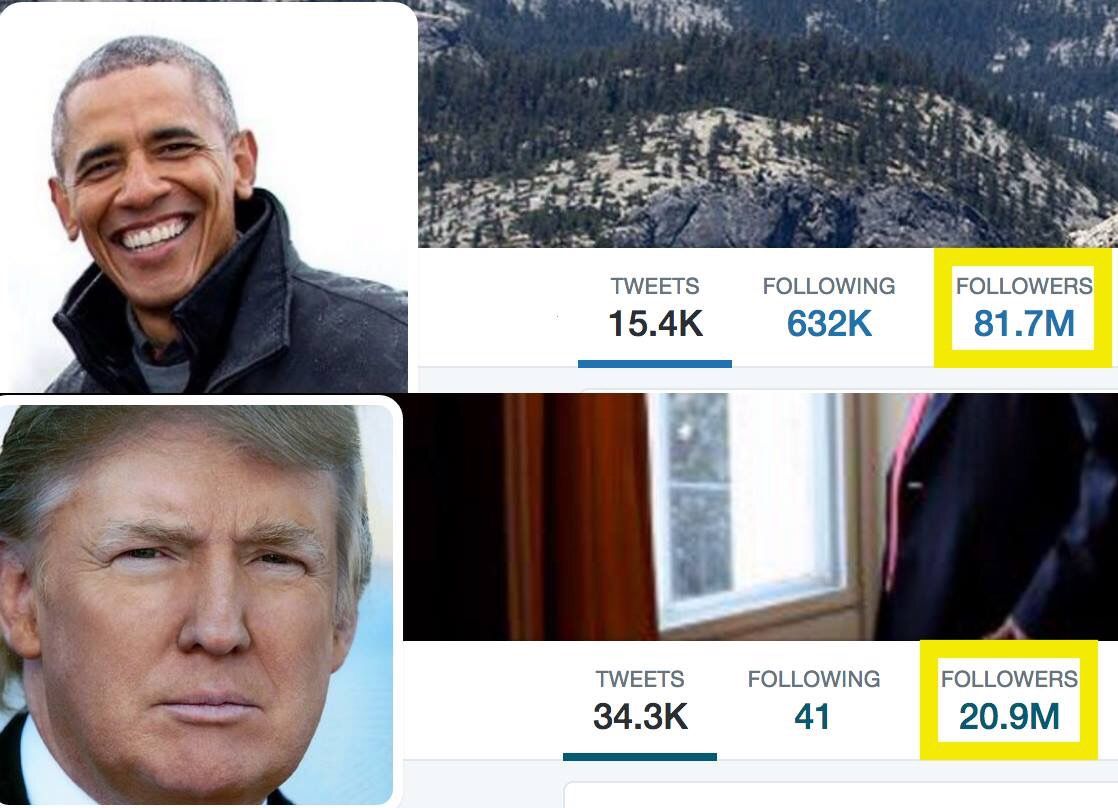 PhoenixRise2017's tweet photo. @realdonaldtrump Obama approval 62% #Trump at 32%. Obama even beats you on Twitter. Your movement is a sham, and so are you. #ChiefLoser #Ω https://t.co/xApfI349sy