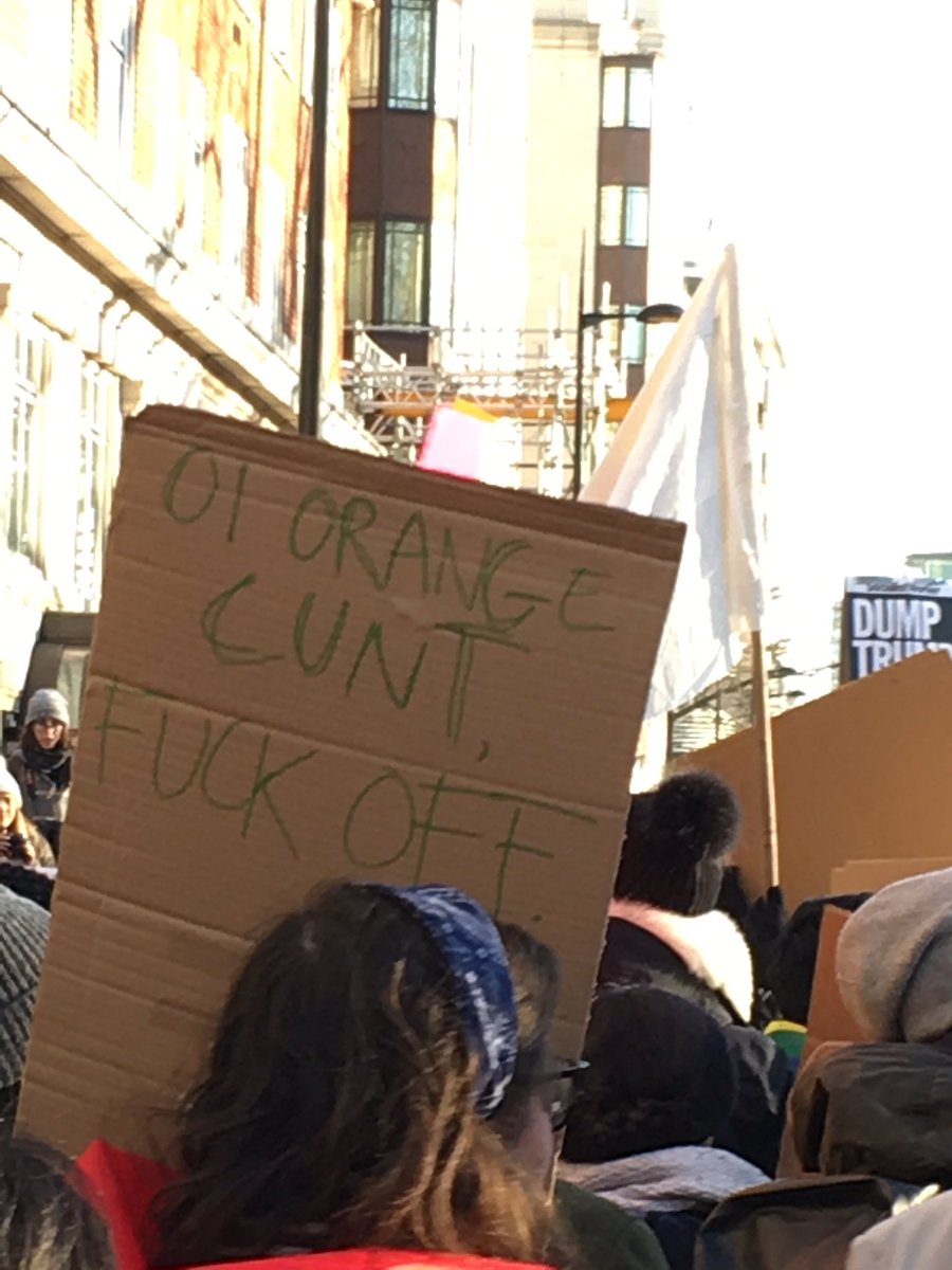 mum_on_bike's tweet photo. Londoners had plenty of messages for the president today. #womensmarchlondon #WomensMarch #presidentfart https://t.co/uTfxFxAjBZ
