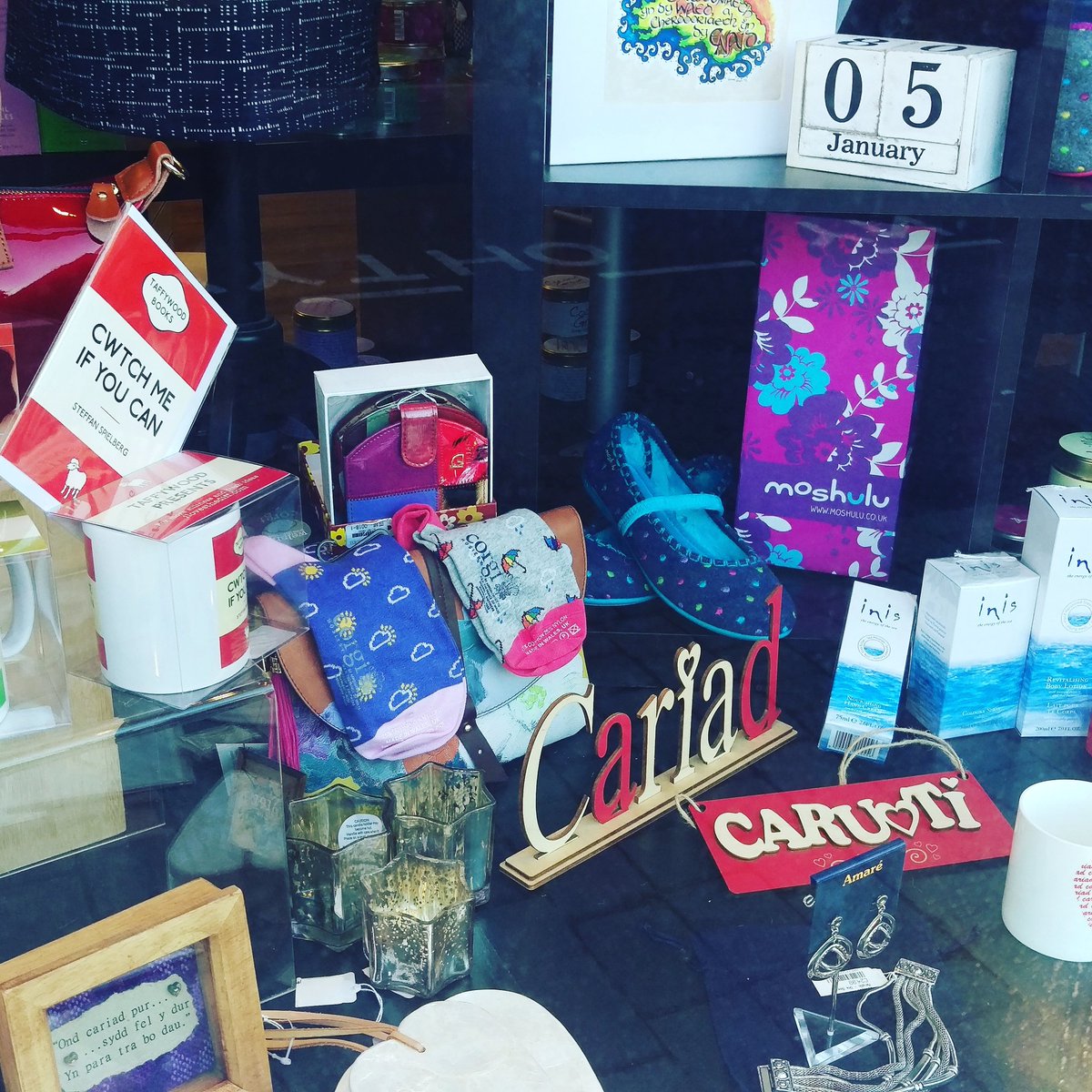 Welsh weatherman socks <a href="/Corgi_Socks/">Corgi Socks</a>  in jac do, aberaeron window #made in Wales