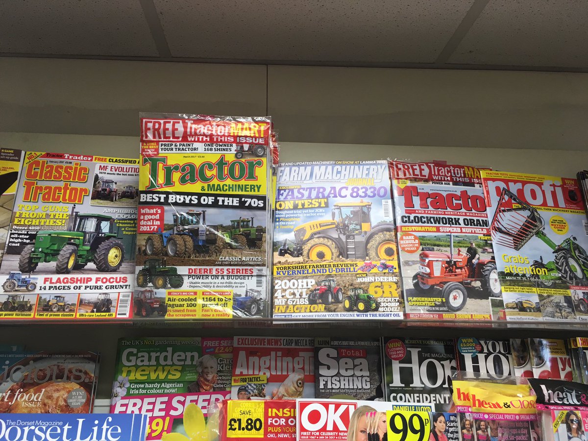 Evidently in Dorset there's enough demand for 5 tractor magazines. All considered top shelf publications too.