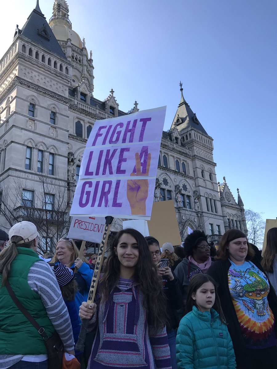 KathyWildman's tweet photo. Women all day, everywhere!!! Young old and everyone in between! #WomensMarch #WomensMarchHartford #girlpower https://t.co/UHIBqUGZsA