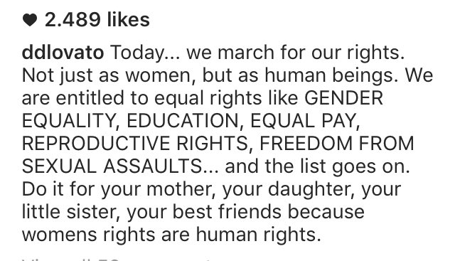 portallovato's tweet photo. Demi Lovato publicou uma foto no Instagram falando sobre o Womens March! #Lovatics #BestFanArmy #iHeartAwards https://t.co/WgVSaSDWaH