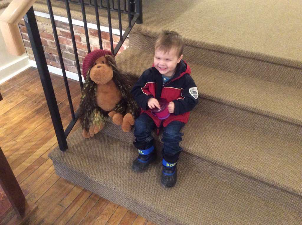 ShopCoriander's tweet photo. Mason likes hanging out with Oscar, our jelly cat pet monkey. https://t.co/Tw56Ozhhnx