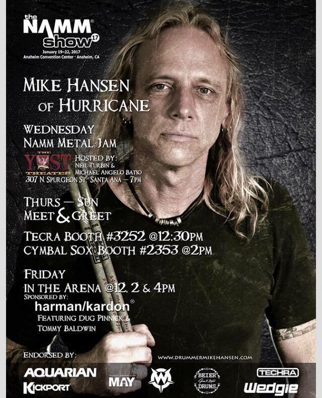 CymbalSox's tweet photo. Mike Hansen of Hurricane will be signing autographs today at 2pm booth 2353.  #NAMM2017 https://t.co/5VBPEU9CIT