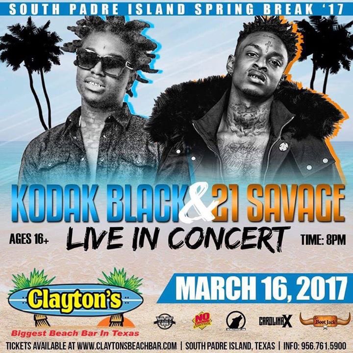 RGVEDMFamily_'s tweet photo. JUST IN!!!

Kodak Black &amp; 21 Savage will be performing live at Claytons on March 16th!!!

Tickets: https://t.co/aaSdr23WhM https://t.co/TULy7hNAbN