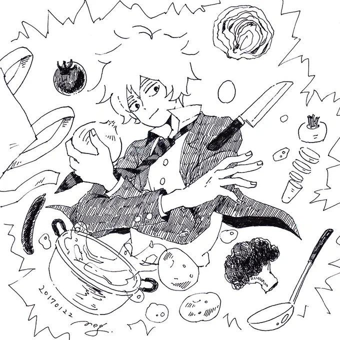 らくがき。描いている途中で今日はカレーの日だったことに気付きました🍛 