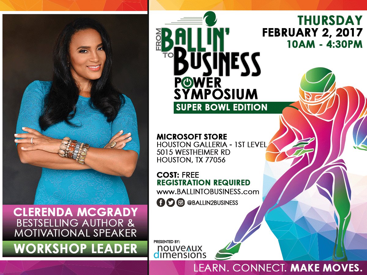 Ballin2Business's tweet photo. @CleRendaMcGrady has been confirmed as one of the premiere workshop leaders for the upcoming @Ballin2Business event in Houston on Feb 2nd! https://t.co/KFYwMfzg8V