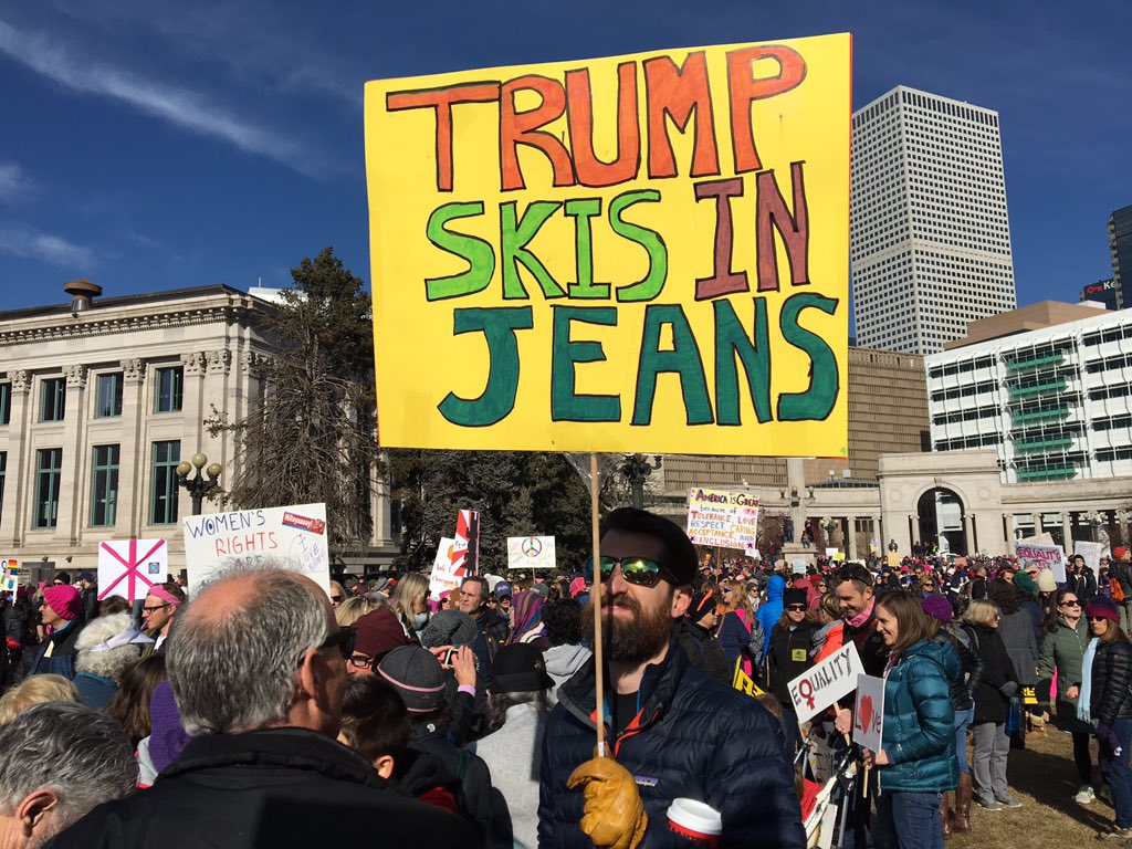 RobertKlemko's tweet image. Easily the most Denver sign at the #WomensMarchonDenver