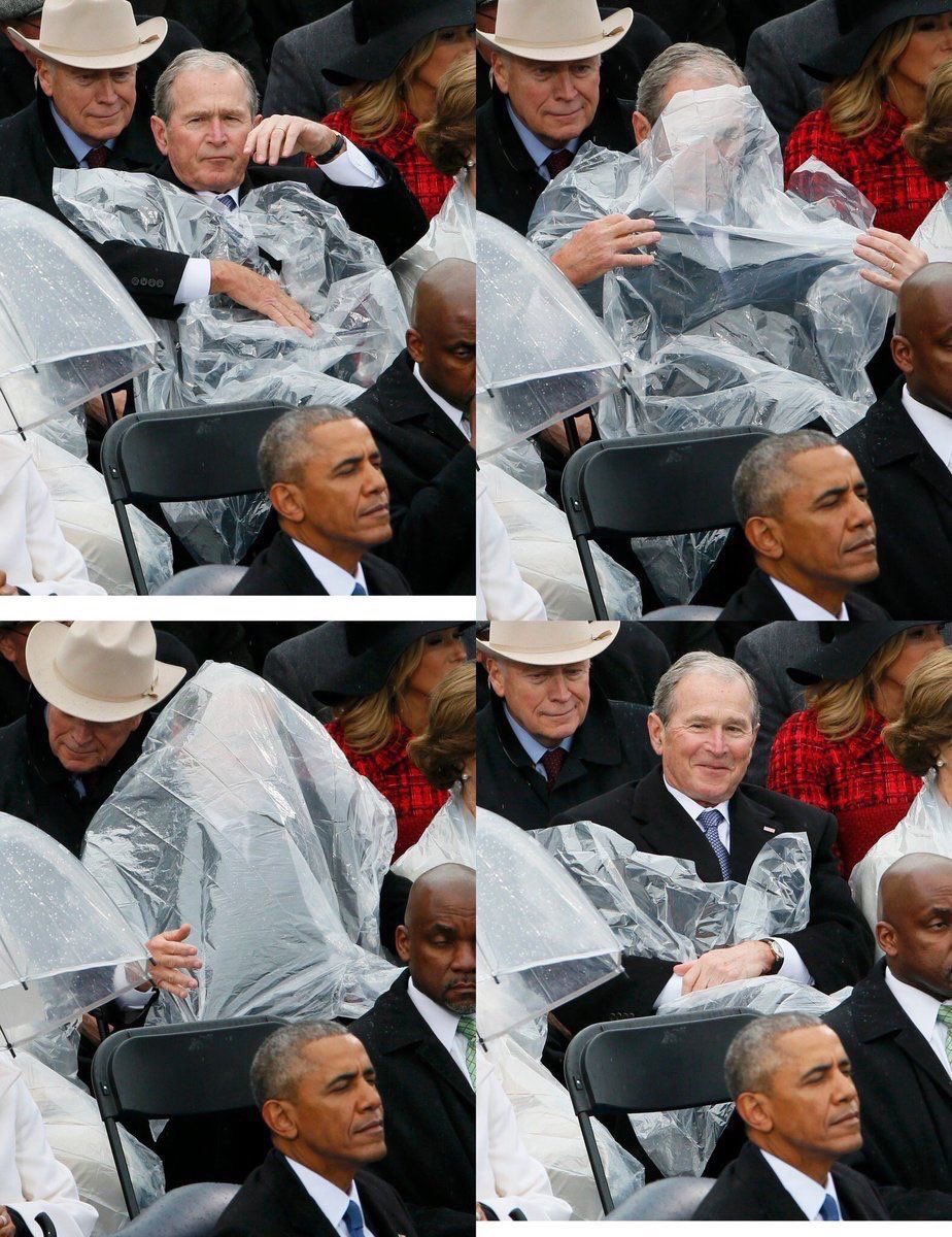 traciwithan__i's tweet photo. It's been a whole day since this happened and it still makes me laugh. ππ #PonchoProblems #georgew β€ https://t.co/HHLkyuRIGn