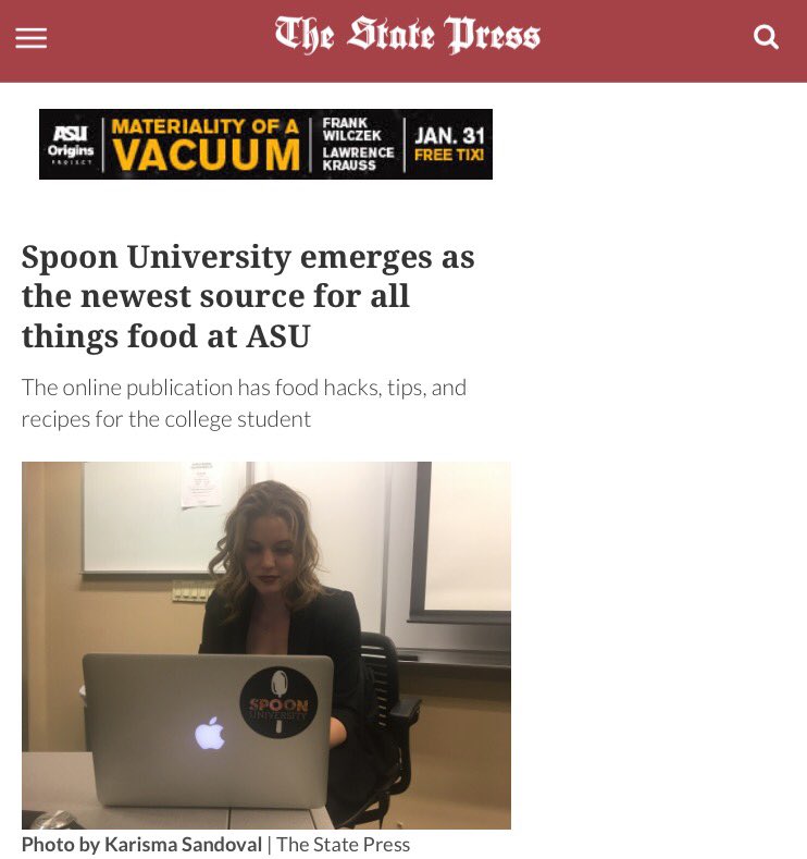 spoon_asu's tweet photo. We are excited to grow as a publication on campus! 🌮🍕🍓🍦🍹🍪
Thank you @karismasandova for this awesome article! https://t.co/LZD8U29Lx4