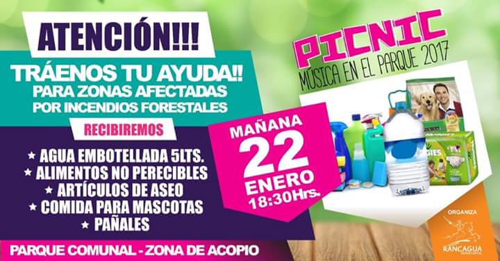 Atención: Mañana se recibirá ayuda en evento #Picnic de #Rancagua