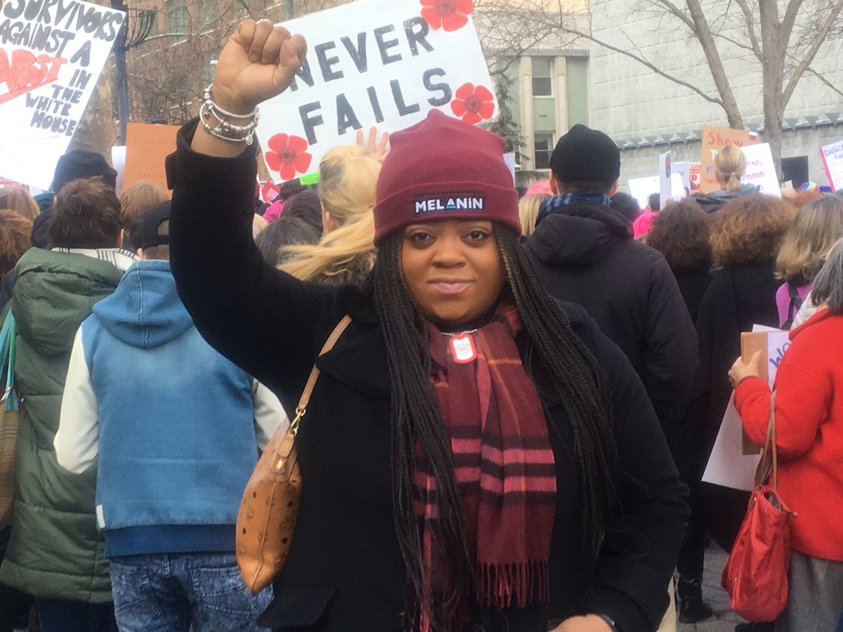 MadameAshLee's tweet photo. Black Girl Magic x Feminism x Conquer Hate✊🏾 

#Herstory #AGS #WeStandUnited #HuddleUpForChange #NANBred #WeShallNotBeMoved #WomensMarch #NY https://t.co/cRpFxUC1B4