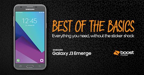 BoostMobileLOC's tweet image. More bang, less bank. The all-new Samsung Galaxy J3 Emerge. Get it here first.