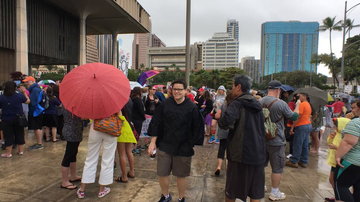 brianschatz's tweet image. As usual I wish I could be in D.C. &amp;amp; HNL at the same time. Thousands  in the rain at the Oahu march. Aloha Hawaii!