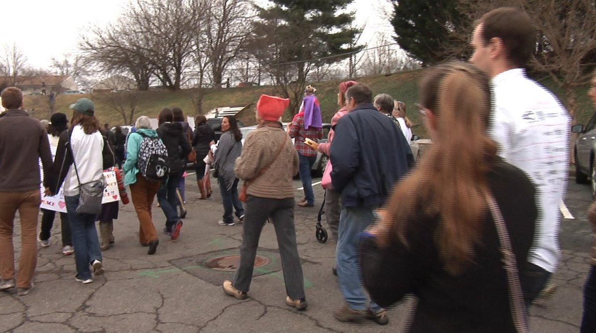 CBS19News's tweet photo. Here are a few photos from the Women's March in Charlottesville. https://t.co/QpbaJmX4Y0