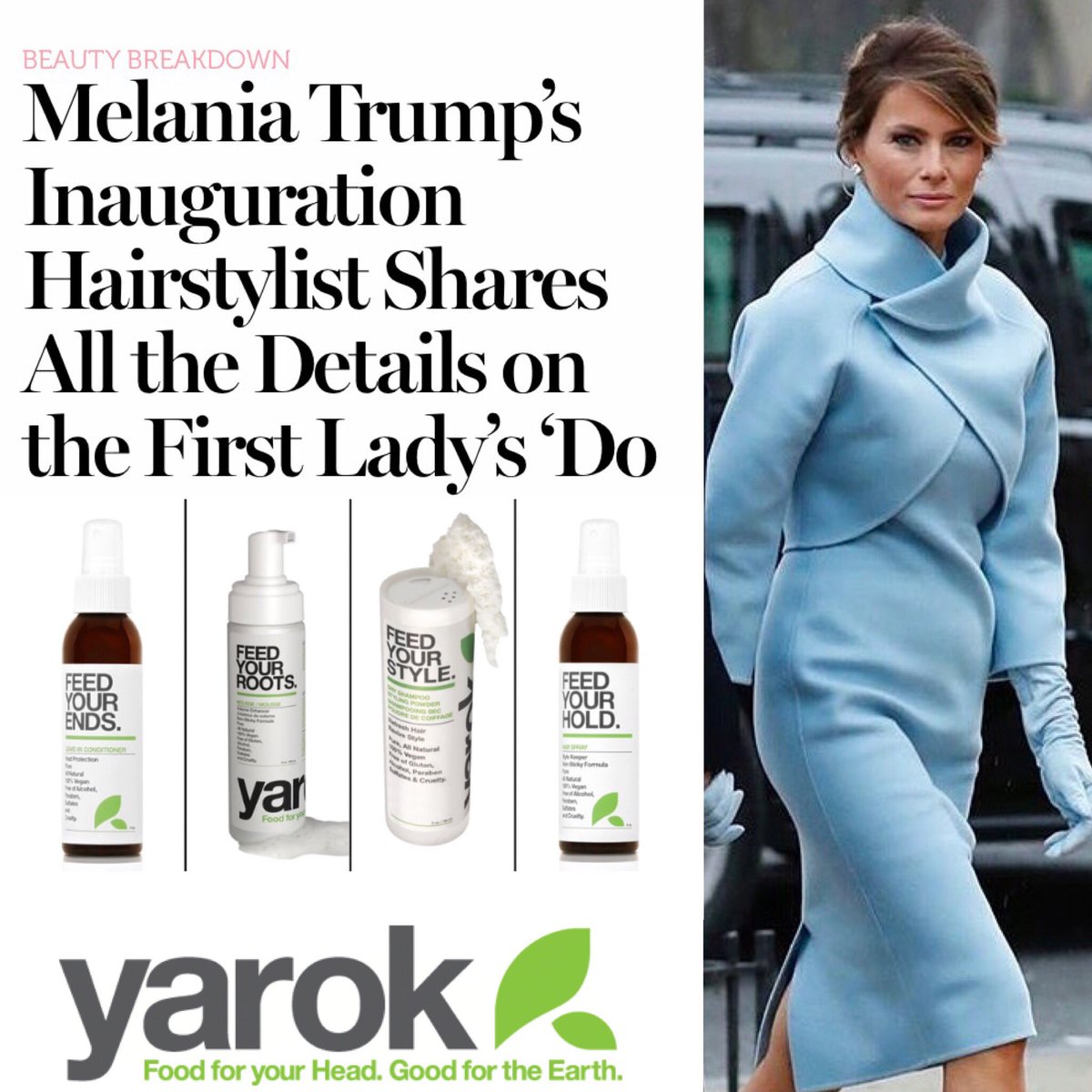 YAROKhair's tweet photo. Thanks @usweekly • See the hair details of how I styled our beautiful #FLOTUS @MELANIATRUMP https://t.co/kAiUWvFex2 • #yarok #melaniatrump https://t.co/jEf8PeIscU