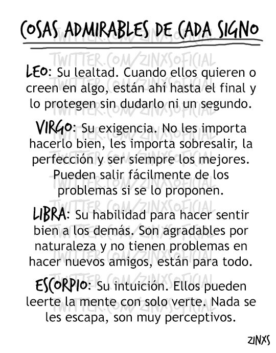 zinos__'s tweet photo. Cosas admirables de cada signo.
Encuentra tu signo y dale RT y Lije cuando lo hayas visto :'D
x https://t.co/bWC17h36fN