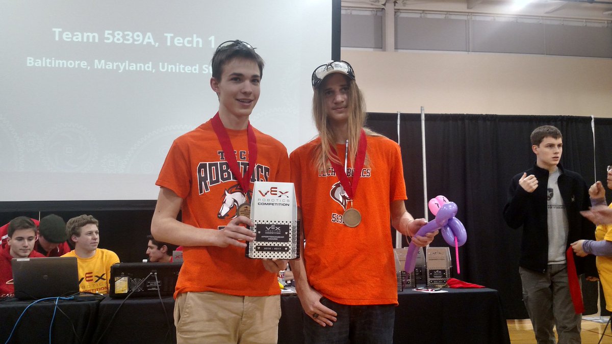 Sportsmanship Award to @5839Team A <a href="/EasternTechHS/">EasternTechHS</a> <a href="/VEXRobotics/">VEX Robotics</a> <a href="/calverthall/">Calvert Hall College</a>