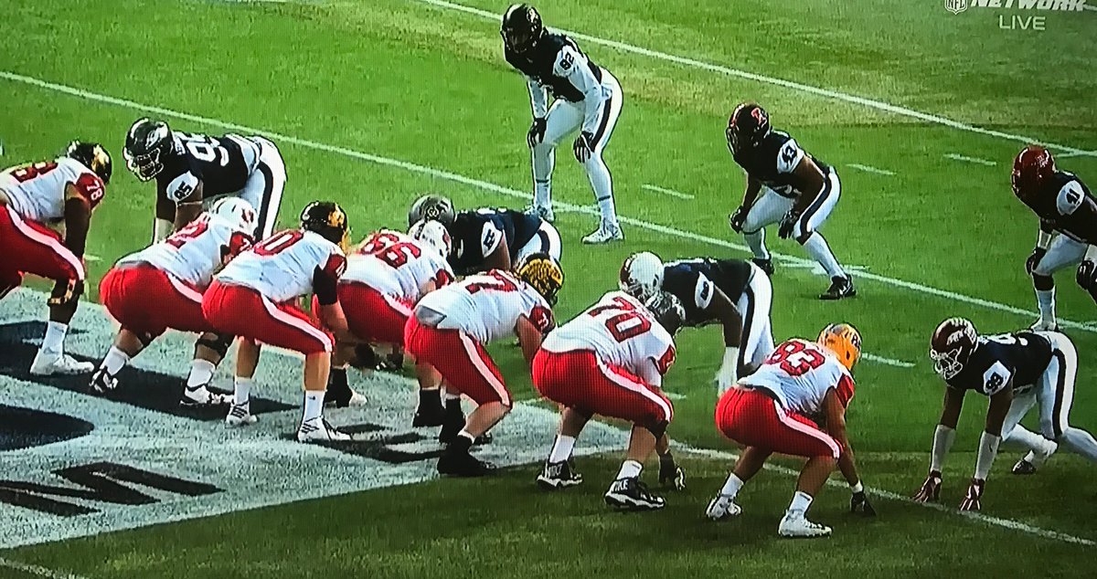 RazorbackFB's tweet photo. We 👀 3 #TrenchHogs on the field at the @Shrine_Game https://t.co/GjEcYQlav4