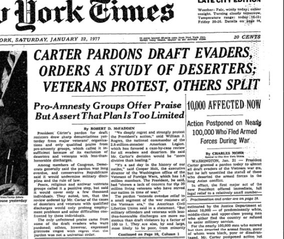 Image result for draft dodgers pardoned 1977