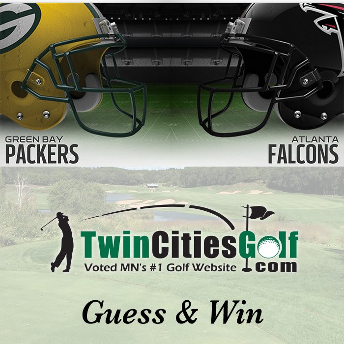 TwinCitiesGolf's tweet photo. Guess Packers-Falcons score at https://t.co/1eM991YL1O &amp; win 2 rounds at @TimberCreek_GC &amp; a $25 @2ndSwingGolf gift card. https://t.co/HVaynNpM1o