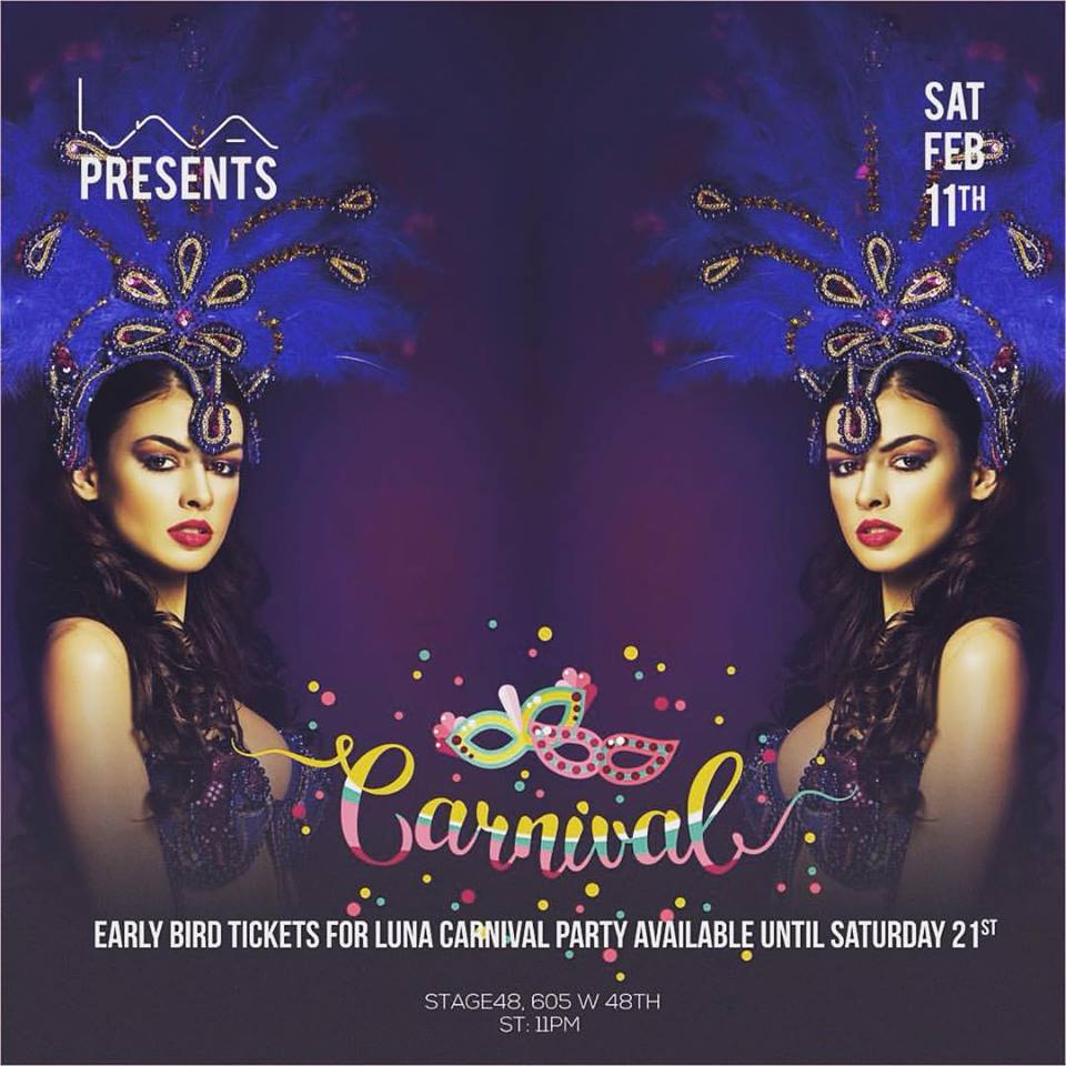 LunaPartyNYC's tweet photo. Early bird ticket deal for LUNA CARNIVAL PARTY ends today! Don't  miss the chance to buy your tickets at only $15! 
 https://t.co/ET14nytlCj https://t.co/eLllL84H6F