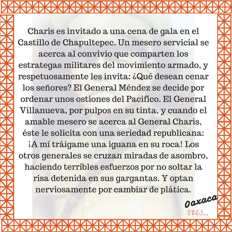 OaxacaERES's tweet photo. Les comparto una anécdota graciosa de nuestro General Charis😂👍
RT si te gustó
#OaxacaERES #Oaxaca #GeneralCharis #Chistes #AmoOaxaca https://t.co/hSY8HuV0Sx