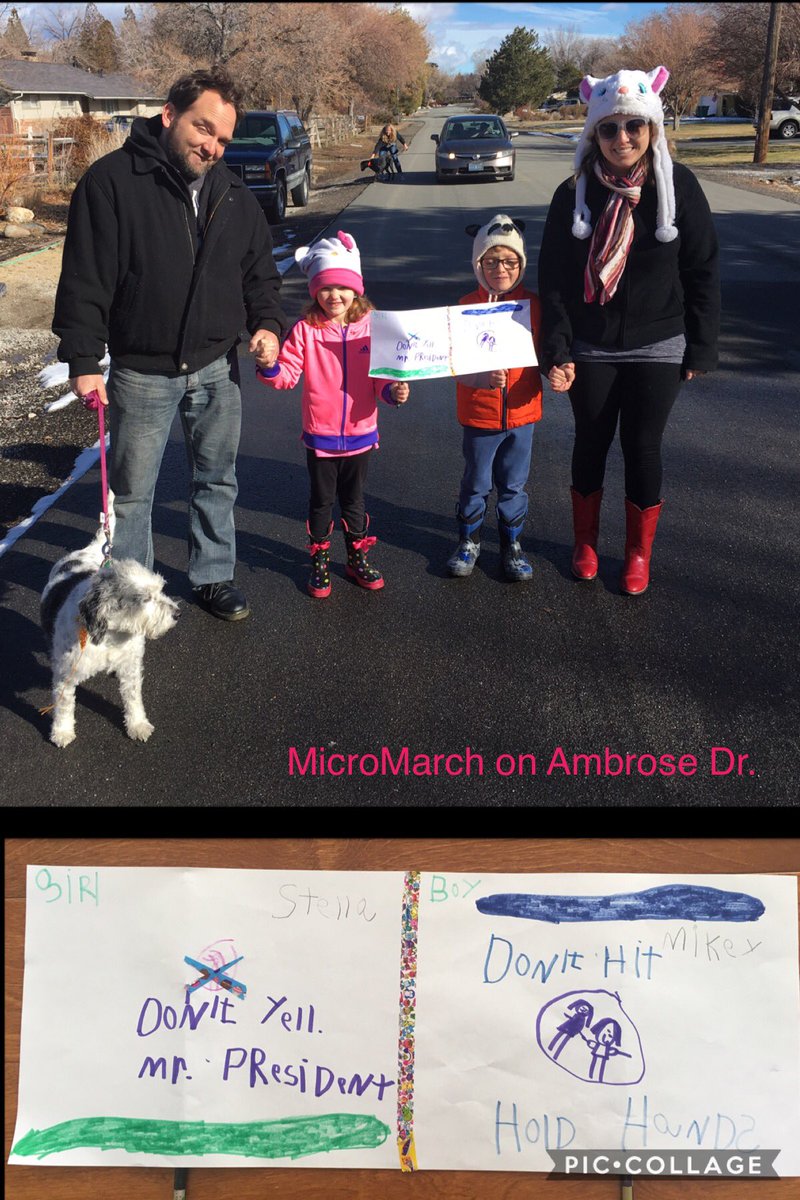 Mrsroberts775's tweet photo. We couldn't make it to the big march so we had our own #WomensMarch #BiggestLittleMarch https://t.co/z7kPLQMljC