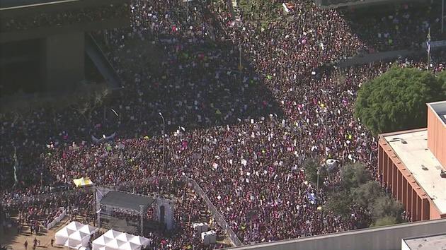 mradamscott's tweet photo. Proof that I marched today. Wearing grey t-shirt
 #WomensMarchLosAngeles https://t.co/fLarn0Z5Ub