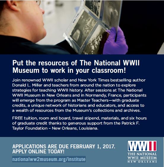 WWIImuseum's tweet photo. #ProfessionalDevelopmentOpportunity for #Teachers! Deadline is 2/1. Details: https://t.co/6vJqAwwlgq https://t.co/rsN1AmJMrI