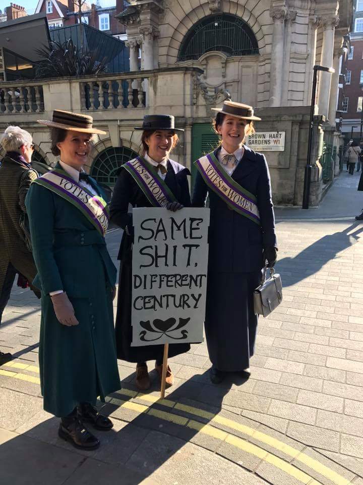 rantavist's tweet photo. How is it the same?! We can vote, have jobs, own land, and don't have to dress like that. How is it the same?!?!? #WomensMarchOnWashington https://t.co/soitAm86yz