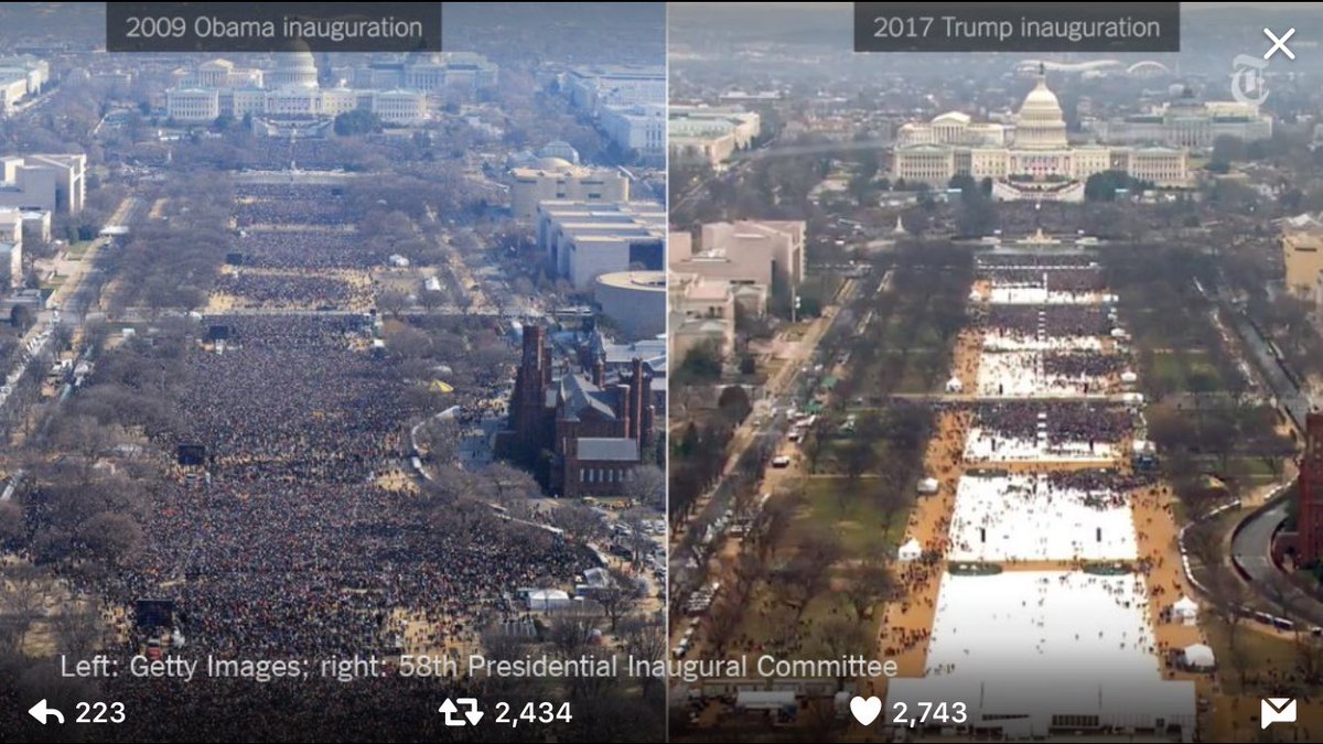 Trump is as insecure as it gets.  Sean Spicer lied.  Thanks for reminding everyone why they protested today. #WomensMarch #Inauguration