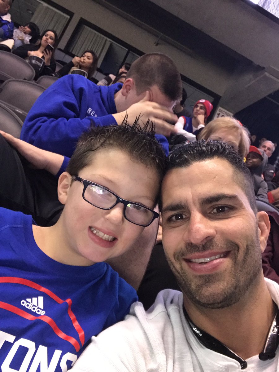 Zoroslights's tweet photo. At the @DetroitPistons game, sec 102, row K. My sons first game. It only took me 10 years. Lol go #pistons https://t.co/waqNeQIARS