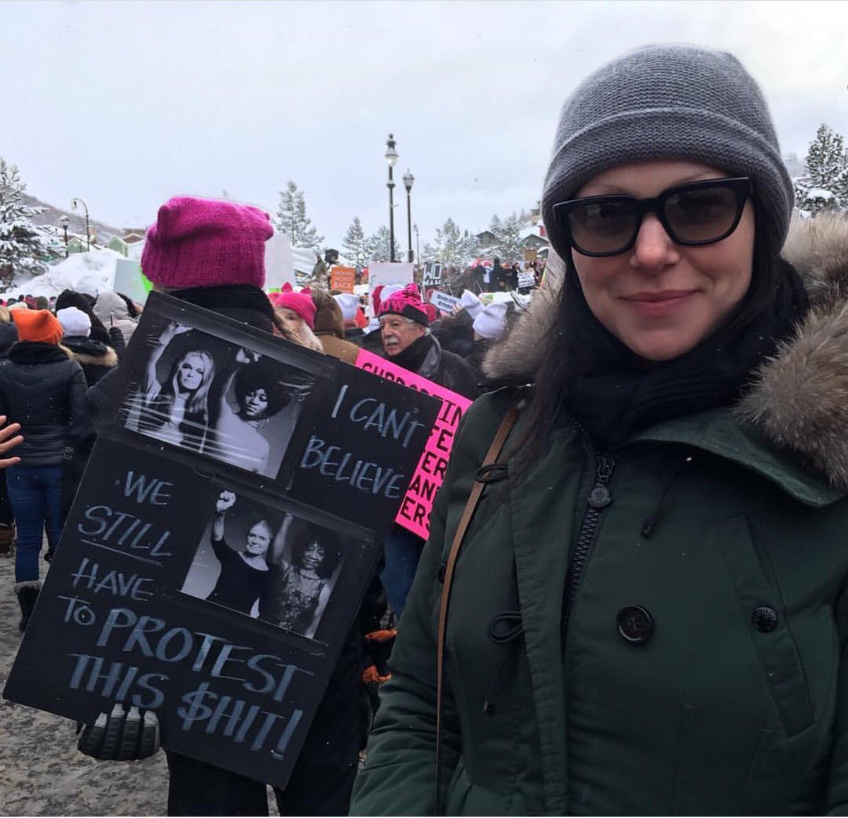"I can't believe we still have to protest this $#it!" Love, not hate--makes America great. #womensmarch #sundance2017