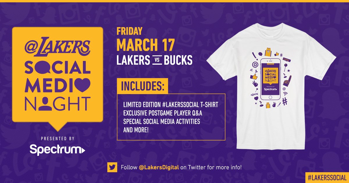 #LakersSocial Night is coming up!    Find out more ➡️ on.nba.com/2hNpUWe     Presented by @GetSpectrum https://t.co/ZZ0SfCtlCo