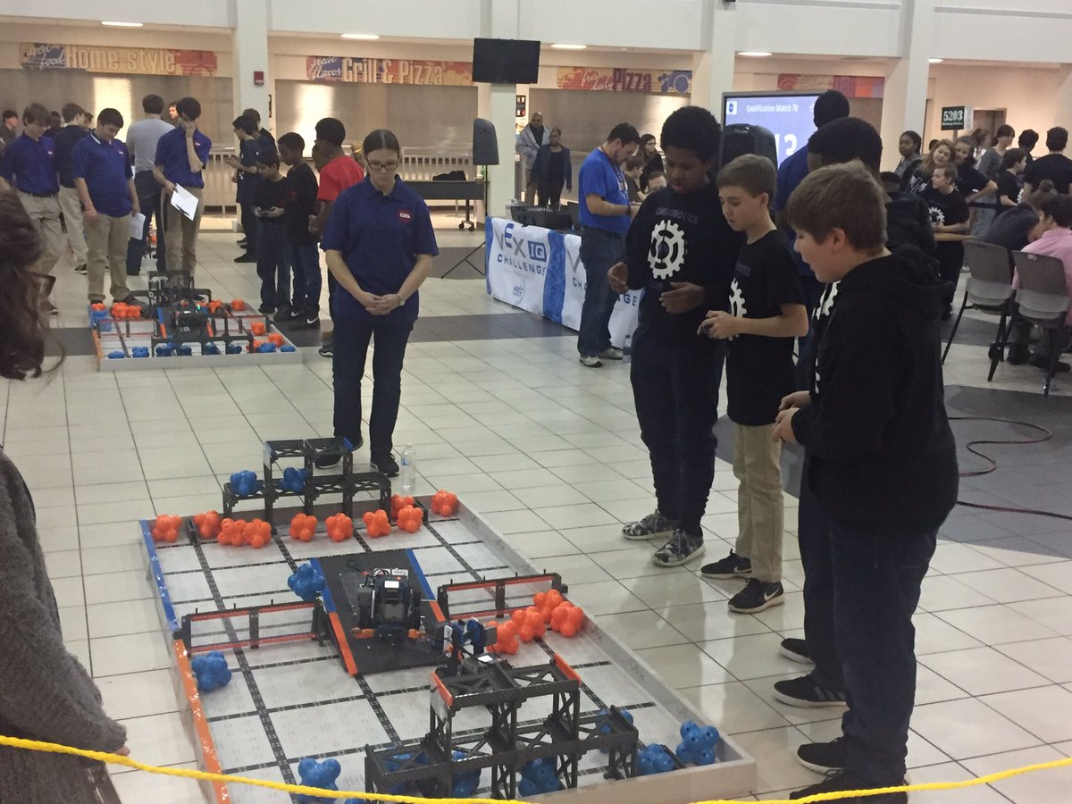 MichaelBarrNCSS's tweet photo. VEX IQ Challenge today @NCCA_Covington - Students learning about robotics, engineering, teamwork, & more! #ncssbethebest #newtonrobots https://t.co/B47GDHL9x5