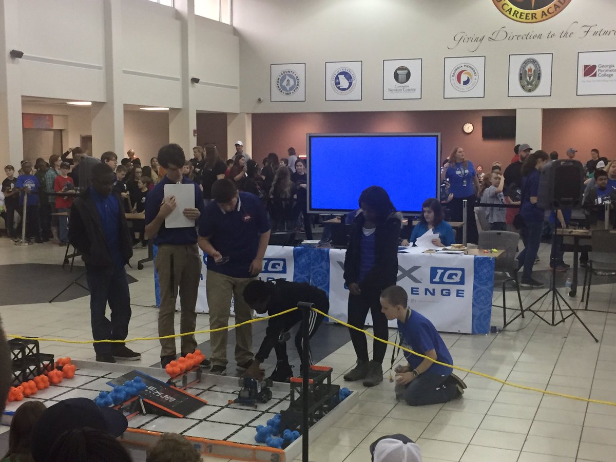MichaelBarrNCSS's tweet photo. VEX IQ Challenge today @NCCA_Covington - Students learning about robotics, engineering, teamwork, & more! #ncssbethebest #newtonrobots https://t.co/B47GDHL9x5
