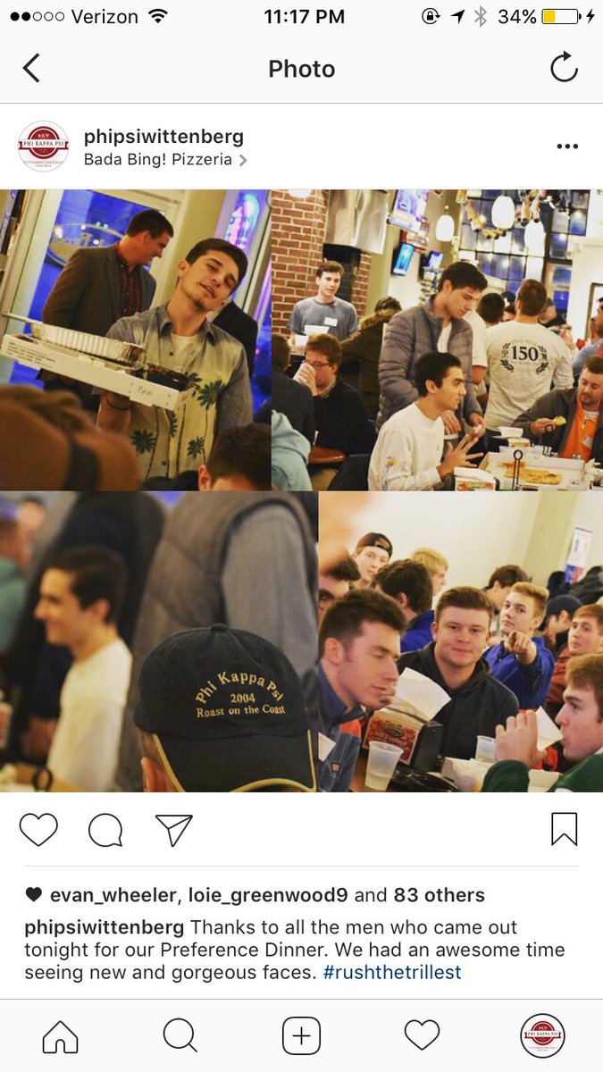 BadaBing! Pizzeria (@_badabingpizza) on Twitter photo Thank you <a href="/phipsiwitt/">Phi Psi Wittenberg</a> for hosting your dinner with us! You’re always welcome back. #repost Thank you <a href="/phipsiwitt/">Phi Psi Wittenberg</a> for hosting your dinner with us! You’re always welcome back. #repost