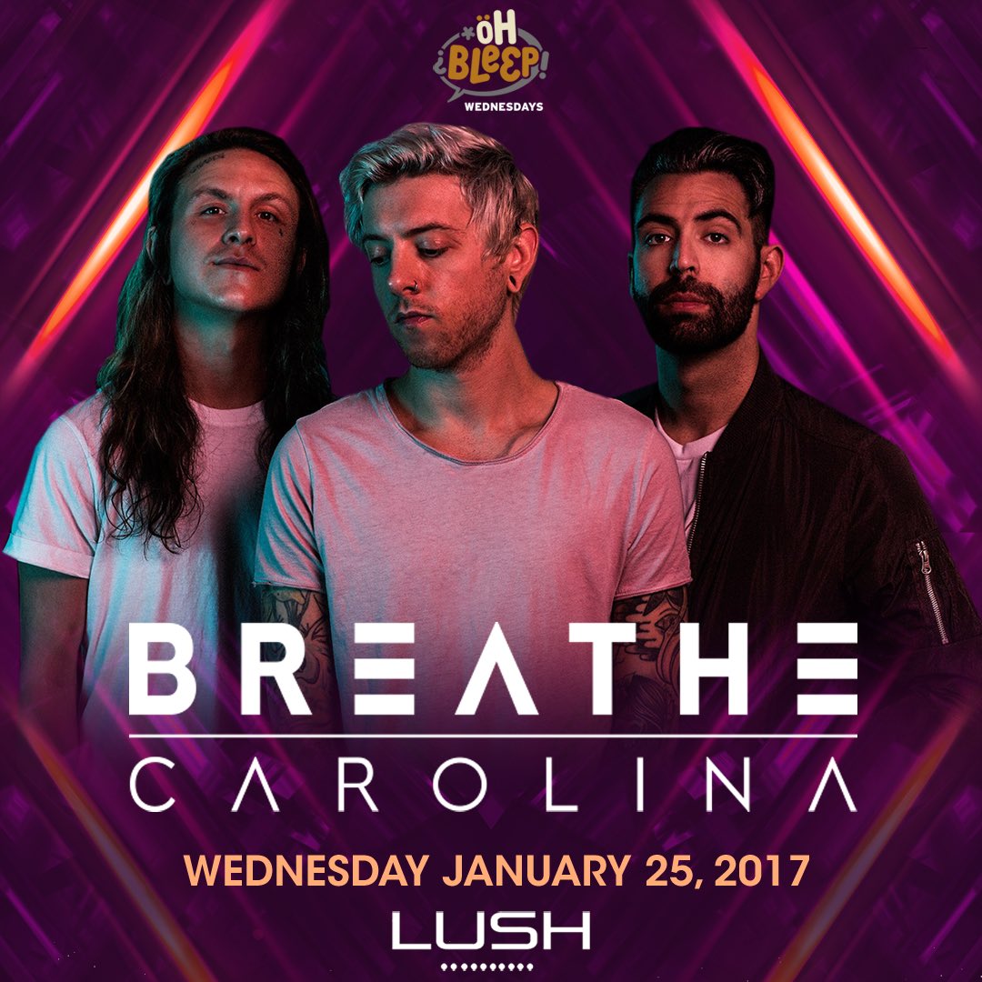 OhBleep's tweet photo. Coming in hot! This week we have @BreatheCarolina at @LushRooftop &amp; @KingdomAustin ! Tix are going fast! https://t.co/Eju39fvpm8 https://t.co/eSrkTg2gSH