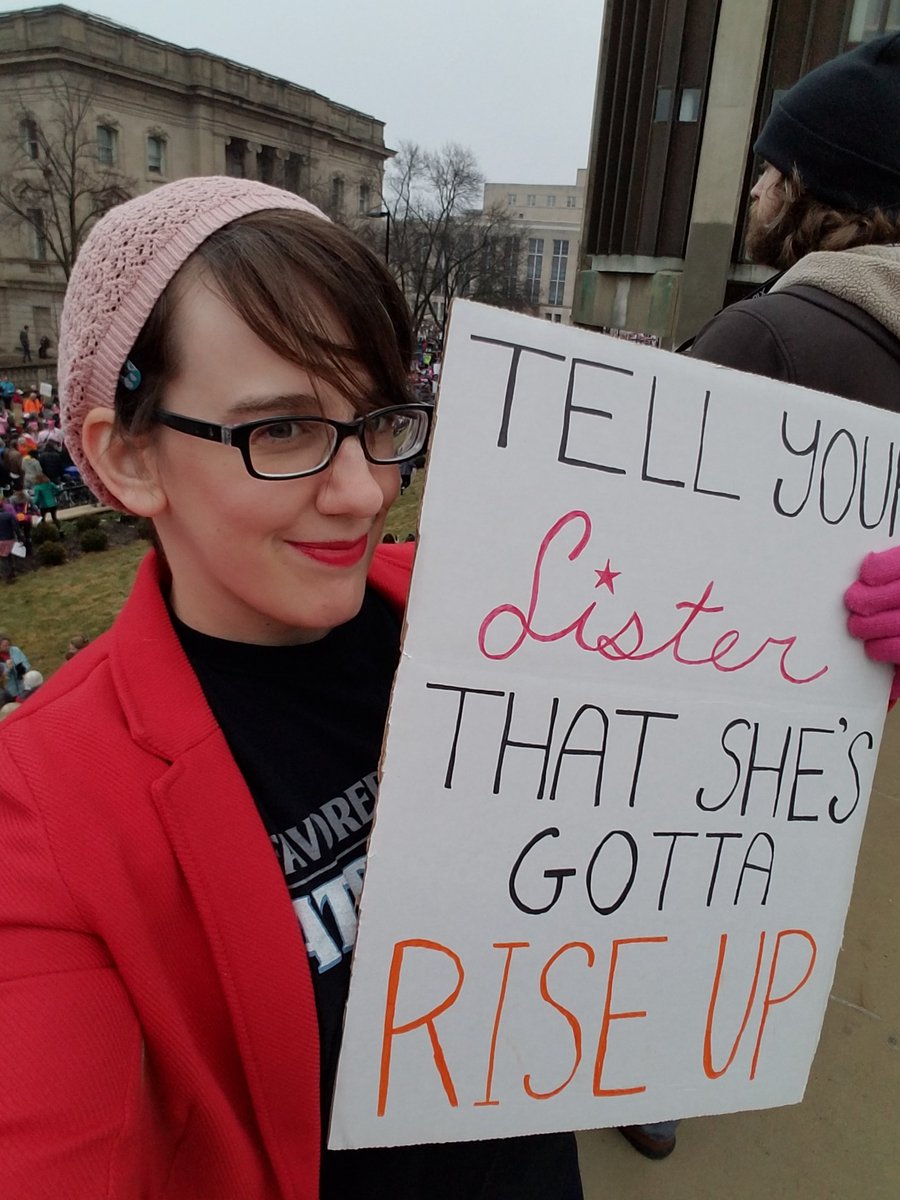 mandarific's tweet photo. We made history today. Tell your sister that she's gonna rise up. #WomensMarch #MadisonWI https://t.co/bExg5UEQlX