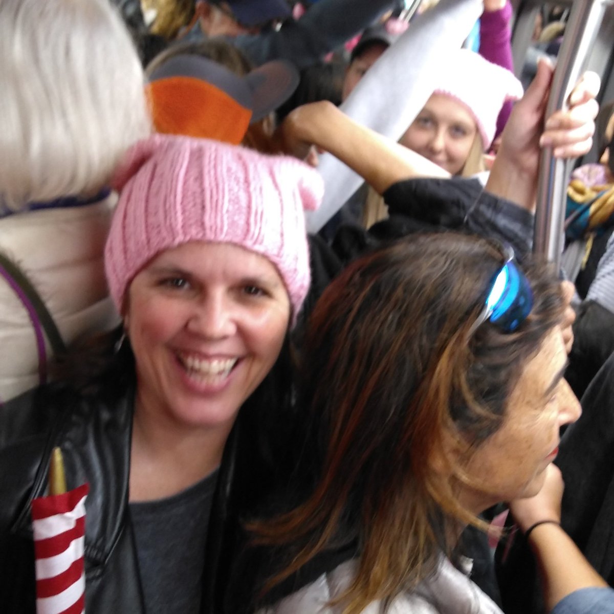 EkMafek's tweet photo. Women coming together in LA
 Great energy! #WomensMarch #WomensMarchOnWashington #womensmarchlosangeles #littleknittery #WomensMarchchicago https://t.co/A9OKWebI0F