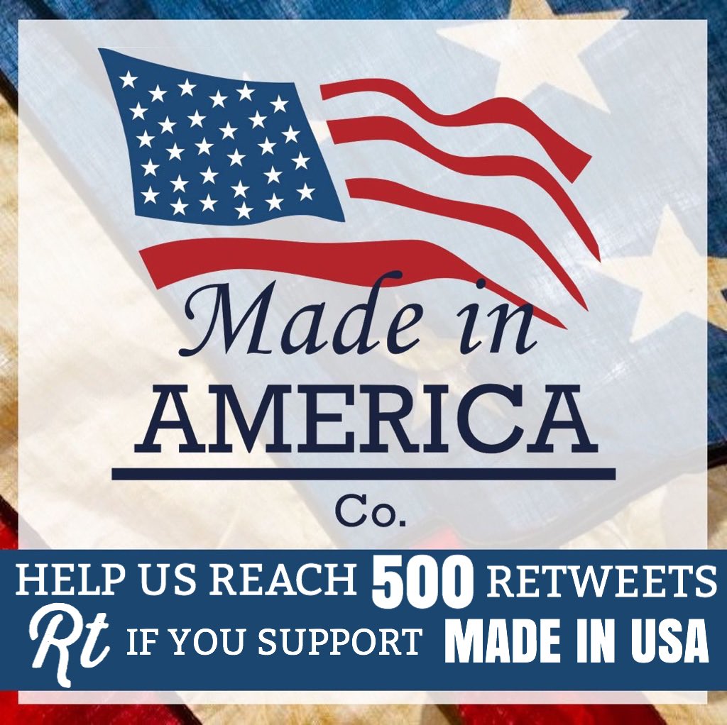 MadeInAmericaCo's tweet image. We are running a test to determine support. Will you help us reach 500 retweets? 

RT this tweet if you support #MadeintheUSA!