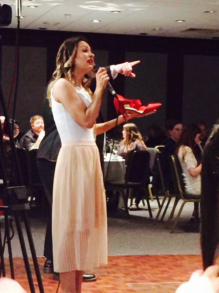 NicolaMRoy's tweet photo. That time I auctioned off hero @NicolaSturgeon beaut shoes. Rabbie would be proud. Thanks @IainR0bertson #BurnsNight #PowerShoe #actor https://t.co/K2pgJly9ru