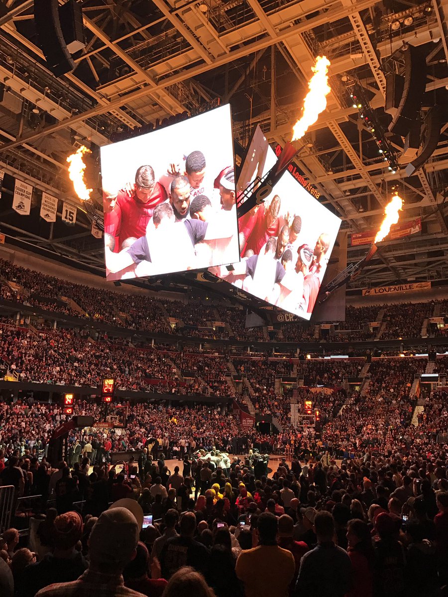 DW_SportsExec's tweet photo. It's ⚡️⚡️in @TheQArena!! Let's win @Cavs #DefendtheQ #Cavs #CavsSpurs https://t.co/9Irk797wd2